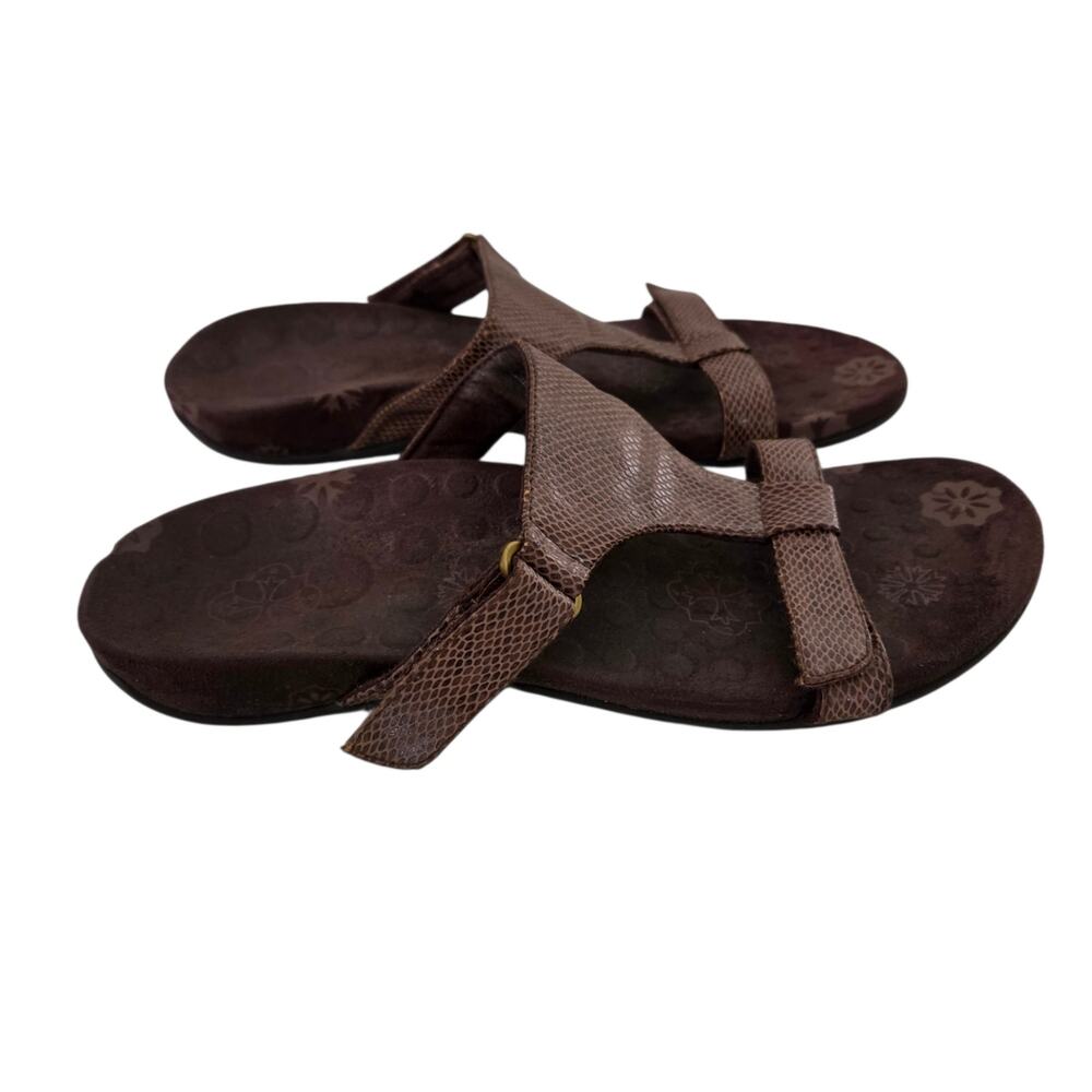 Vionic Orthaheel Sz 10 Womens 24Molly Brown Leather Suede Comfort Boho Sandals